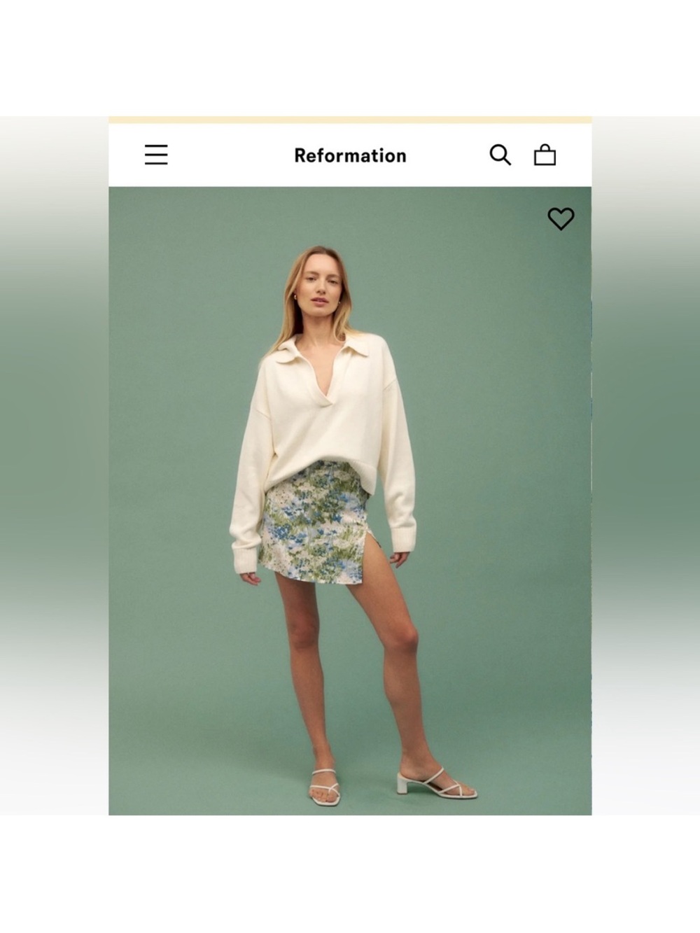 Reformation Green & Blue Floral Mini Skirt- Hillside Size 4